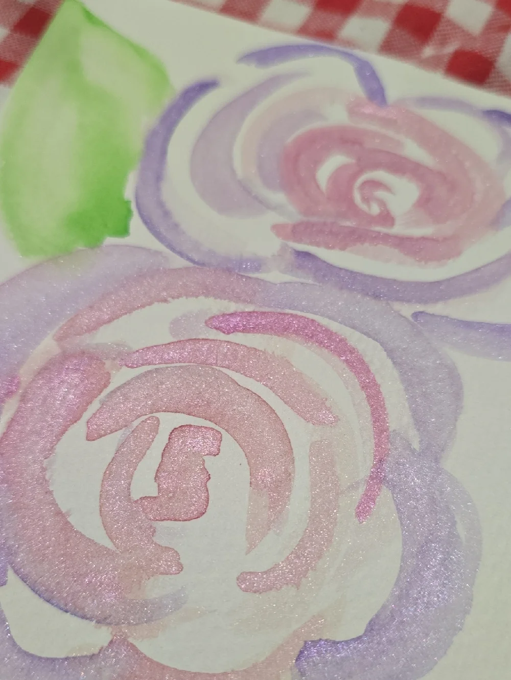 Hand-Painted Floral Watercolor Art Print in Purple and Pink CARD